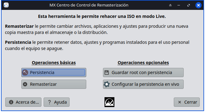 pantalla principal de remasterización