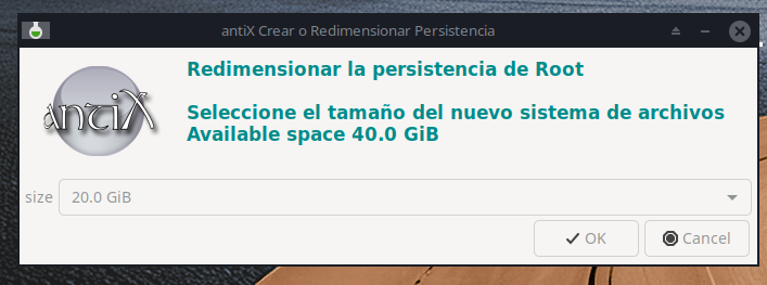 Selecciona el nuevo tamaño